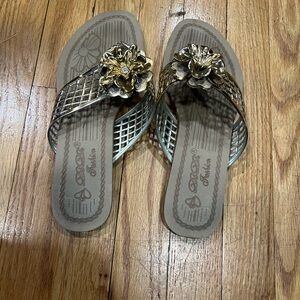 Gold Floral Women's Sandals